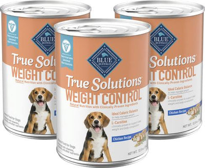 Comida húmeda para perros adultos True Solutions Natural Weight Control con pollo, lata de 12.5 oz, caja de 3