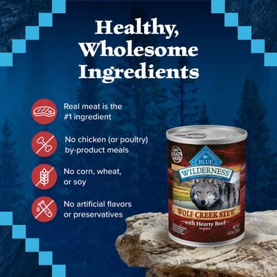 Wilderness Wolf Creek Stew High-Protein & Grain-Free Hearty Beef in Gravy Wet Dog Food, 12.5-oz can, 3 count