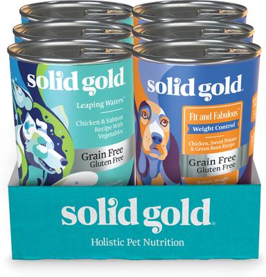 Leaping Waters, Fit & Fab Variety Pack Wet Dog Food, 13.2-oz can, case of 6