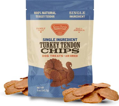 Turkey Tendon Chips Single Ingredient Dog Treats, 5-oz bag