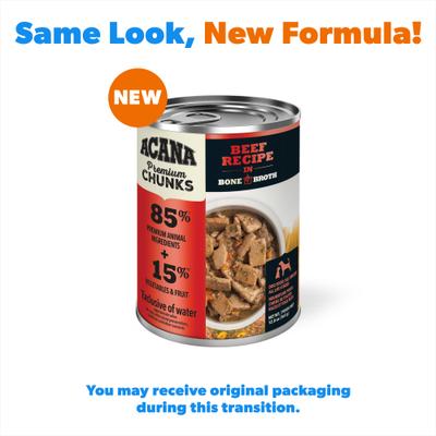 Bundle: ACANA Premium Chunks Beef Recipe in Bone Broth Wet Food + Red Meat Recipe Dry Dog Food