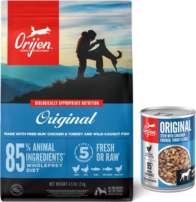 Paquete: Alimento húmedo para estofado original ORIJEN Real Meat Shreds + Alimento seco original para perros