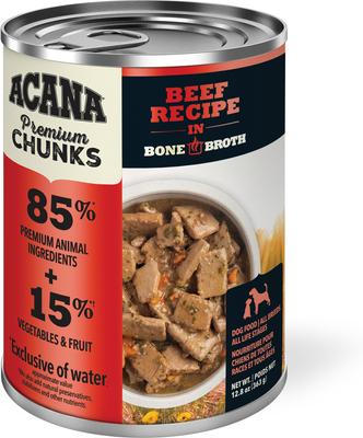 Premium Beef & Poultry Chunks in Bone Broth Variety Pack Grain-Free Wet Dog Food, 12.8-oz cans, case of 6