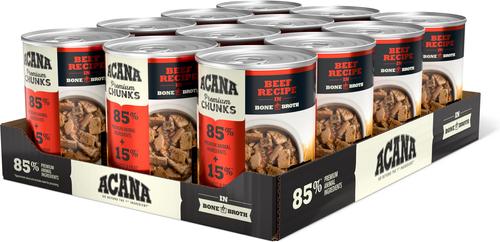 Bundle: ACANA Premium Chunks Beef Recipe in Bone Broth Wet Food + Red Meat Recipe Dry Dog Food