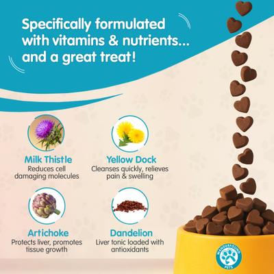 Milk Thistle Liver Support Salmon & Bacon Flavor Dog Supplement, 60 count