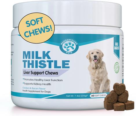 Milk Thistle Liver Support Salmon & Bacon Flavor Dog Supplement, 60 count