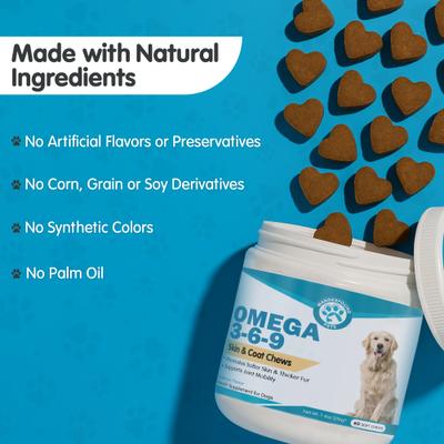 Omega 3-6-9 Skin & Coat Health Smoked Salmon Flavor Dog Supplement Soft Chews, 60 count