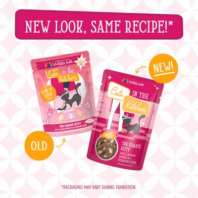 Cats in the Kitchen The Karate Kitty with Beef & Salmon Grain-Free Cat Food Pouches, 3-oz pouch, case of 12