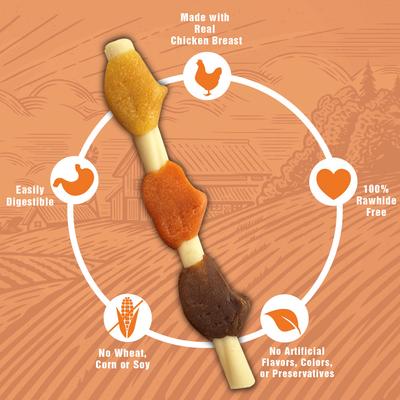 Rawhide-Free Chicken, Beef & Healthy Sweet Potato Flavor Kabobs Dog Treats, 11.6-oz bag, 15 count