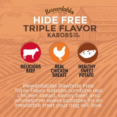 Rawhide-Free Chicken, Beef & Healthy Sweet Potato Flavor Kabobs Dog Treats, 11.6-oz bag, 15 count