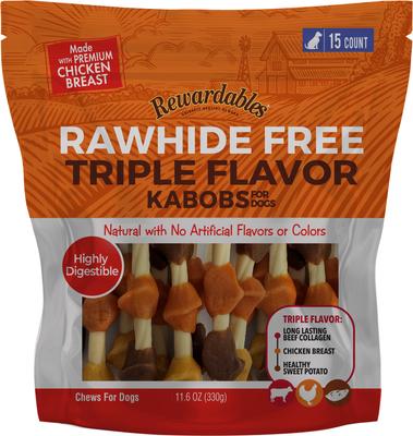Rawhide-Free Chicken, Beef & Healthy Sweet Potato Flavor Kabobs Dog Treats, 11.6-oz bag, 15 count
