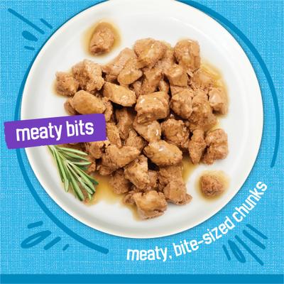 Meaty Bits with Ocean Fish in Sauce Chunks in Gravy Canned Wet Multi Cat Food, 13.5-oz can, 12 count