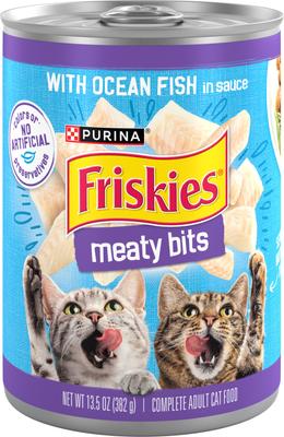 Meaty Bits with Ocean Fish in Sauce Chunks in Gravy Canned Wet Multi Cat Food, 13.5-oz can, 12 count