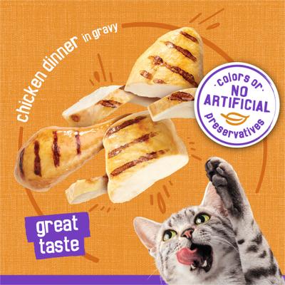 Meaty Bits Chicken Dinner Chunks in Gravy Canned Wet Multi Cat Food, 13.5-oz can, 12 count