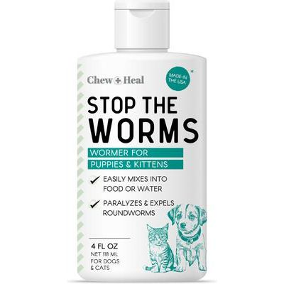 Stop The Worms Desparasitante para cachorros y gatitos, botella de 4 onzas líquidas