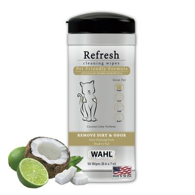 Refresh Coconut Lime Verbena Cat Cleaning Wipes, White/Black/Gold