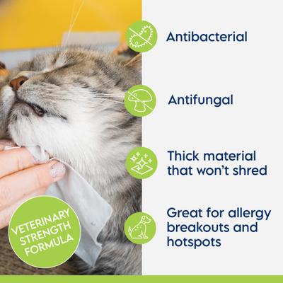 Keto-C Ketoconazole Antiseptic Dog & Cat Wipes, White, 50 count