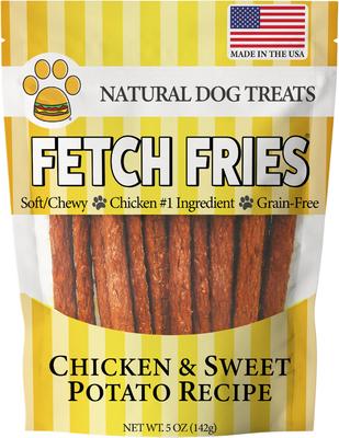 Fetch Fries & Hambarker Combo Beef & Sweet Potato Burger Patties & Chicken & Sweet Potato Jerky Sticks Dog Treats, 10-oz bag