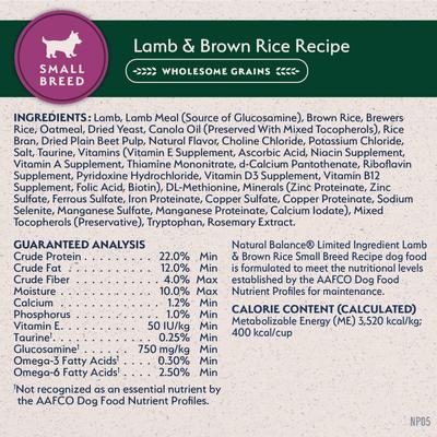 Limited Ingredient Lamb & Brown Rice Small Breed Bites Recipe Dry Dog Food, 4-lb bag