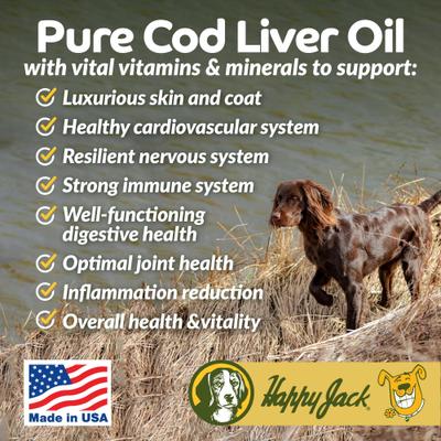 Cod Liver Fish Oil Skin & Coat Omega 3 Supplement for Dogs, for Joint, 16-fl oz bottle