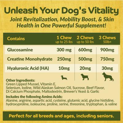 Flexenhance Hip & Joint Supplement with Glucosamine & Green Lipped Mussel for Dogs, 80 count