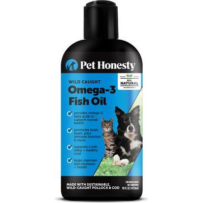 Aceite de pescado Omega-3 de captura silvestre, suplemento líquido para la salud de la piel y el pelaje de perros y gatos, botella de 16 onzas líquidas