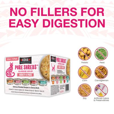 Pure Shreds Variety Pack Grain-Free Wet Cat Food, 2.8-oz can, case of 12