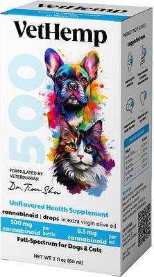 Full-Spectrum Hemp Extract Tincture for Dogs & Cats, 500-mg