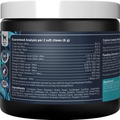 Masticables blandos funcionales con sabor a coco y omega-9, suplemento para la piel y el pelaje de perros, 90 unidades