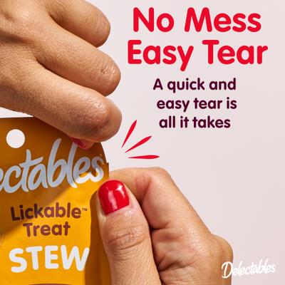 Delectables Lickable Treat Gravy - Paquete variado de premios para gatos sin mariscos, bolsas de 1.4 oz, 12 unidades