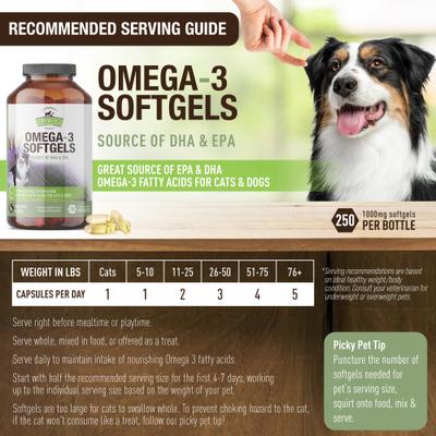Omega-3 Soft Gels Dog Supplement, 250 count