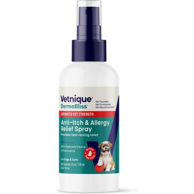 Dermabliss Spray antipicazón y alivio de alergias con hidrocortisona sin fragancia para perros y gatos, botella de 113 ml