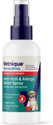 Dermabliss Spray antipicazón y alivio de alergias con hidrocortisona sin fragancia para perros y gatos, botella de 113 ml