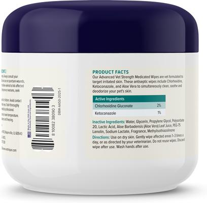 Dermabliss Medicated Anti-Bacterial & Anti-Fungal Chlorhexidine Skin Infection Cat & Dog Wipes, 50 count