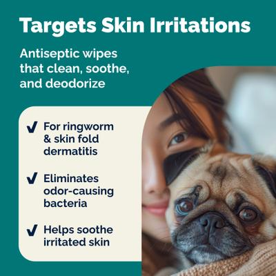 Dermabliss Medicated Anti-Bacterial & Anti-Fungal Chlorhexidine Skin Infection Cat & Dog Wipes, 50 count