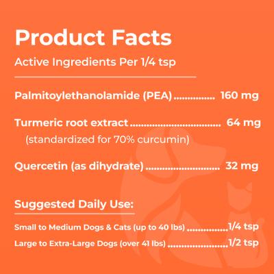 PCQ Pet Powder Pain Relief & Allergy Support Supplement for Dogs & Cats, 0.56-oz jar