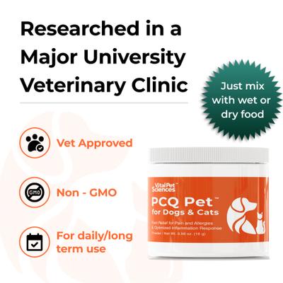 PCQ Pet Powder Pain Relief & Allergy Support Supplement for Dogs & Cats, 0.56-oz jar