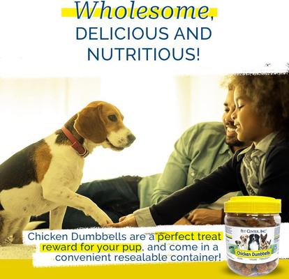 Chicken Dumbbells Rawhide Dog Treats, 1-lb jar