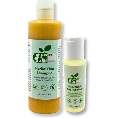 Champú Flea-X Kit contra pulgas y garrapatas para perros y gatos, 2 unidades, botella de 8 onzas líquidas y botella de 2 onzas líquidas