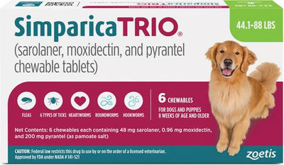 Chewable Tablet for Dogs, 44.1-88 lbs, (Green Box), 6 Chewable Tablets (6-mos. supply)