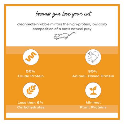 cleanprotein Turkey Kibble Cat Dry Food, 2-lb bag