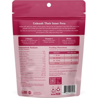 Fera Pets, Calm Goat Milk for Dogs and Cats. 180 gr.