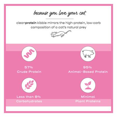 cleanprotein Pork Kibble Cat Dry Food, 2-lb bag