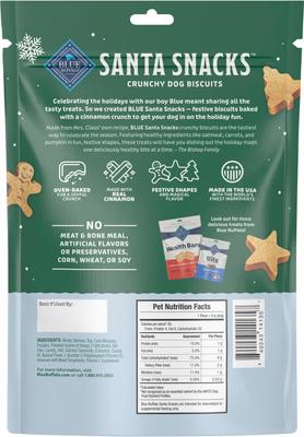 Christmas Santa Snacks Crunchy Dog Biscuits, Natural Holiday Treats, Baked with Oatmeal & Cinnamon Recipe, 11-oz bag