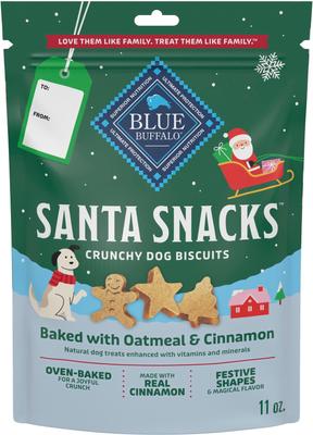 Christmas Santa Snacks Crunchy Dog Biscuits, Natural Holiday Treats, Baked with Oatmeal & Cinnamon Recipe, 11-oz bag