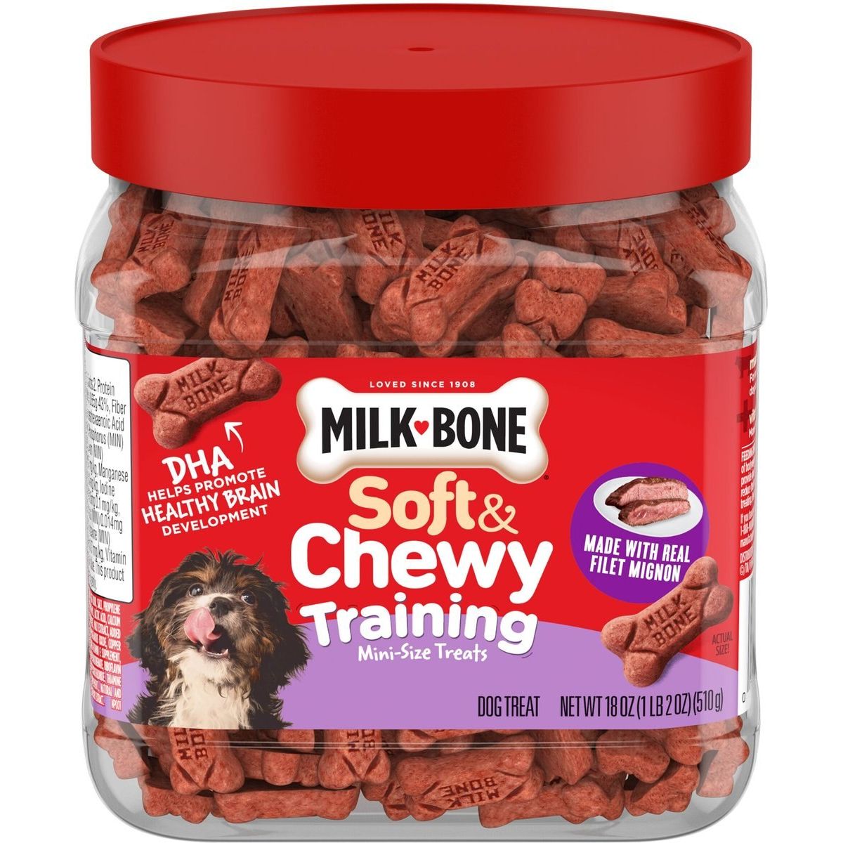 Soft & Chewy Training Treats sabor Filet Mignon, tamaño Mini. 510 g. - Milk-Bone