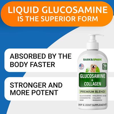 Liquid Glucosamine + Collagen Hip & Joint Supplement for Dogs, 16-fl oz bottle