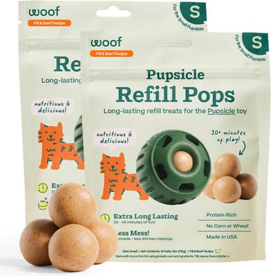 Pupsicle Pops Refills Beef & Peanut Butter Grain-Free Lickable Dog Treats, Large, 7 count