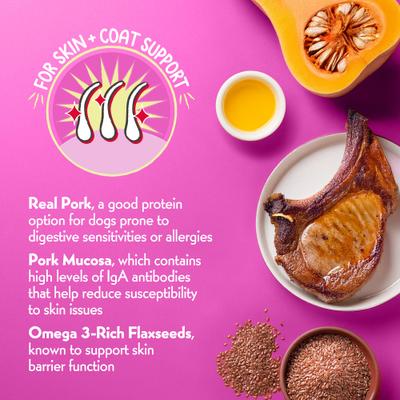 Necessities Freeze-Dried Pork Recipe Skin & Coat Support Grain-Free Dog Food Topper, 1-oz jar