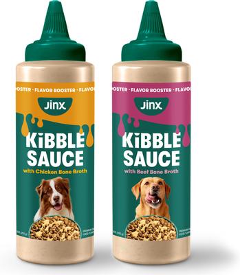 Bundle: Jinx Kibble Sauce Beef Bone Broth Wet Dog Food Topper, 12-fl oz bottle + Chicken Bone Broth Wet Dog Food Topper, 12-fl oz bottle